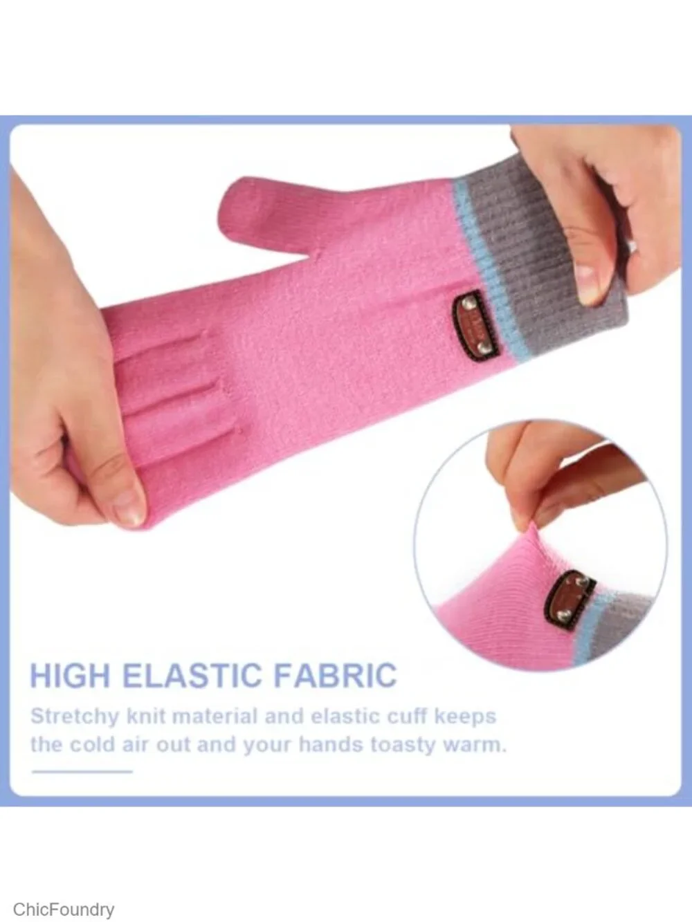 6 Pairs Kids Winter Gloves Stretchy Full Finger Knitted Wool Fleece Lined